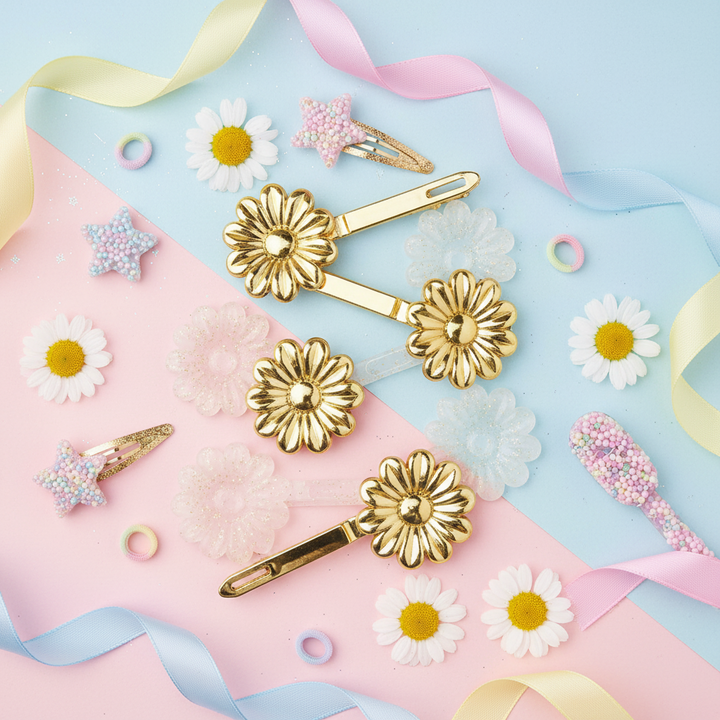 Joy Daisy Barrette 12ct Asst Gold