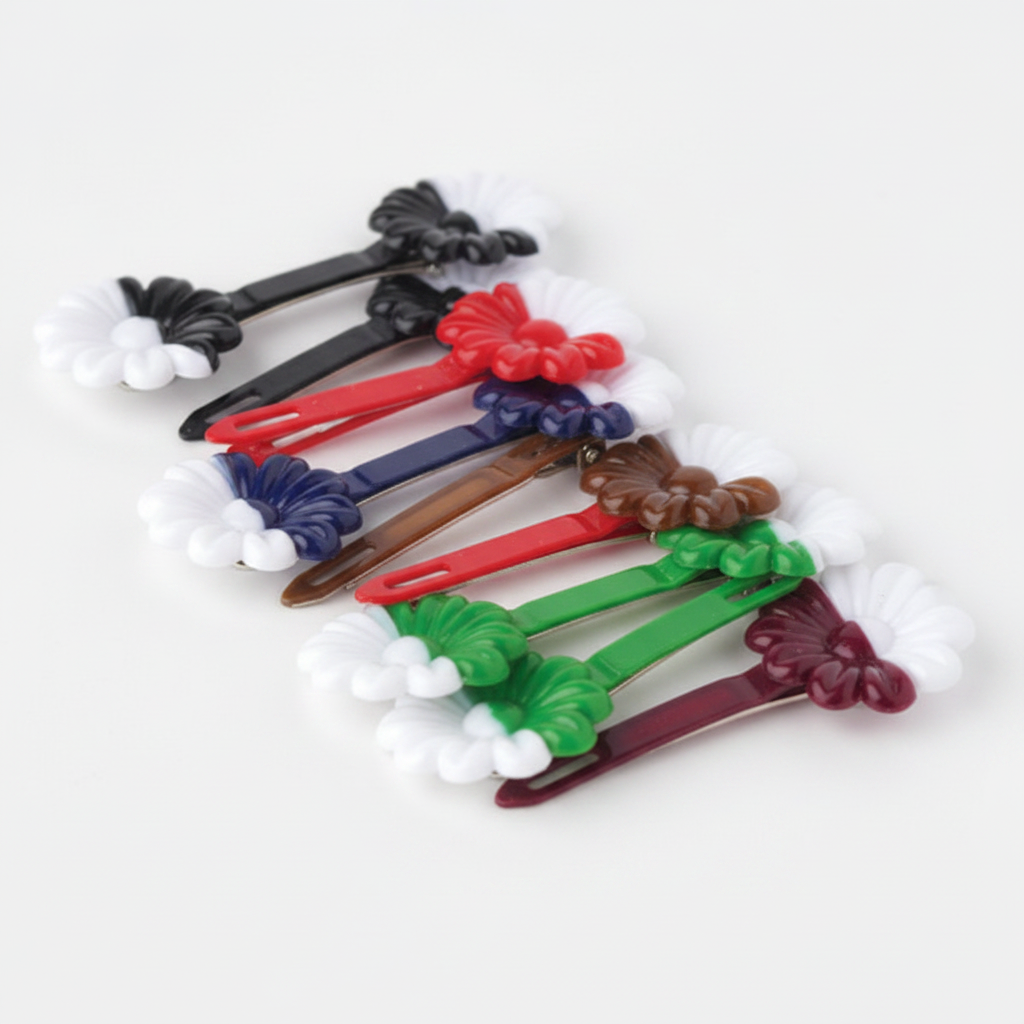 Joy Daisy Barrettes, 12 Count, Two Tone Assorted