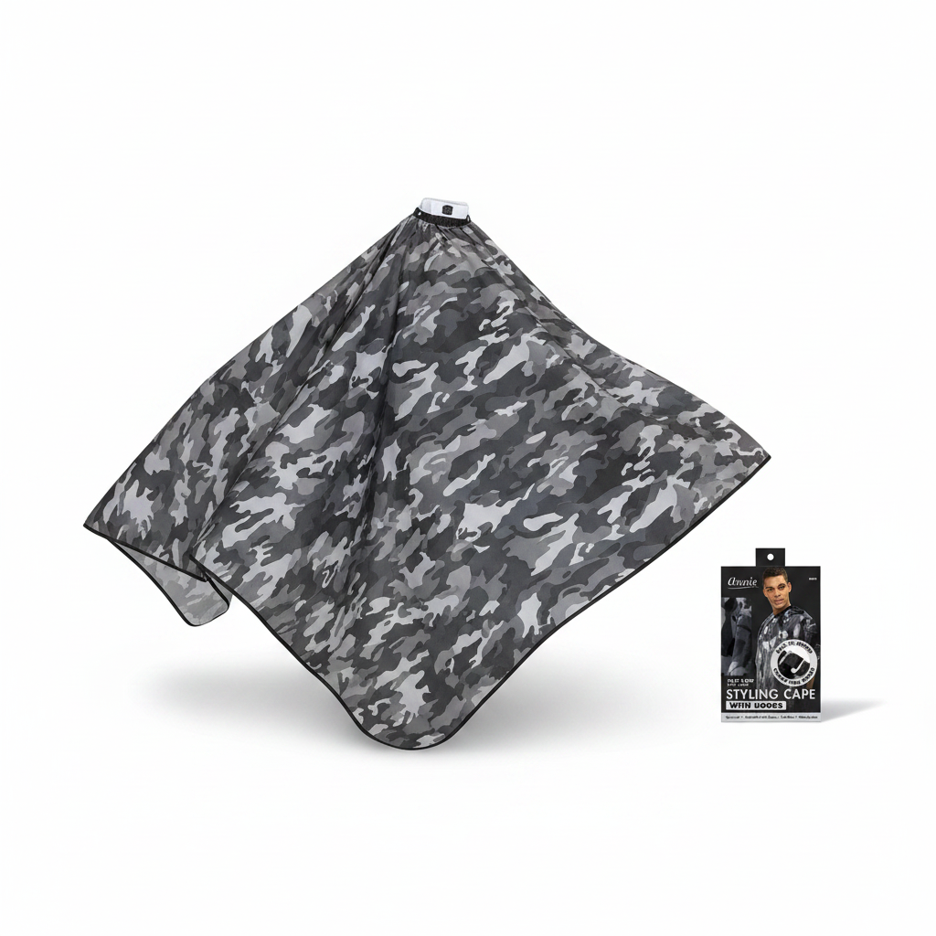 Annie Premium Styling Cape with Stretchable Hook, 1 Count, Camo
