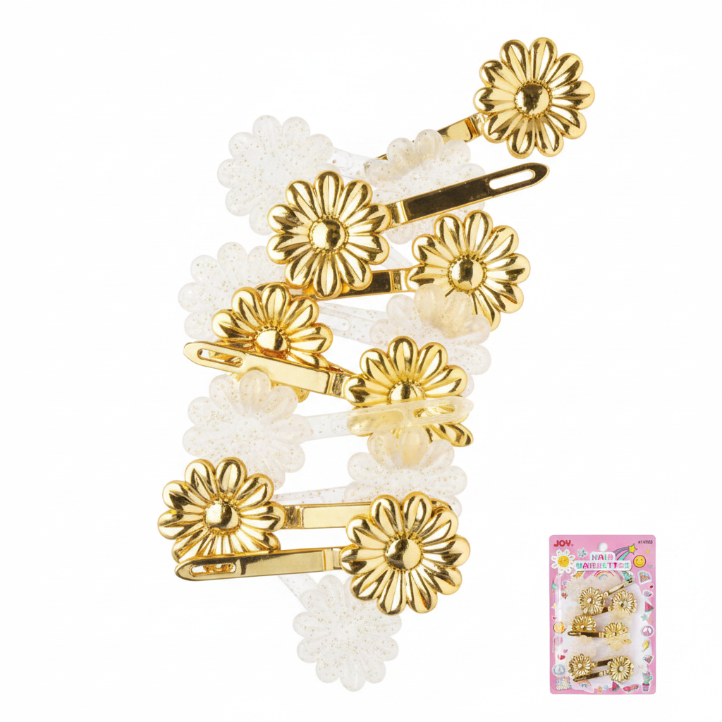 Joy Daisy Barrette 12ct Asst Gold