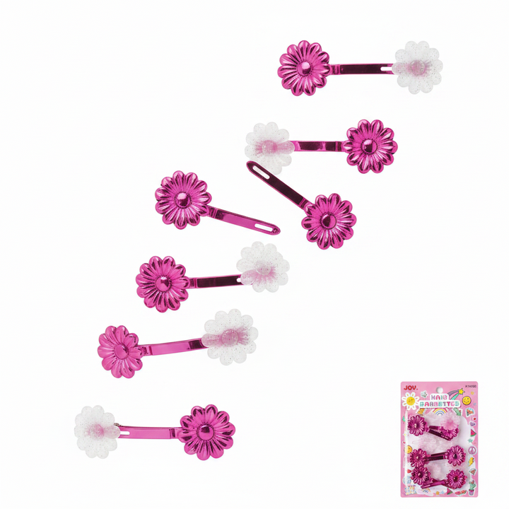 Joy Daisy Barrette 12ct Asst Pink