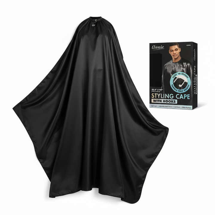 Annie Premium Styling Cape with Stretchable Hook, 1 Count, Black