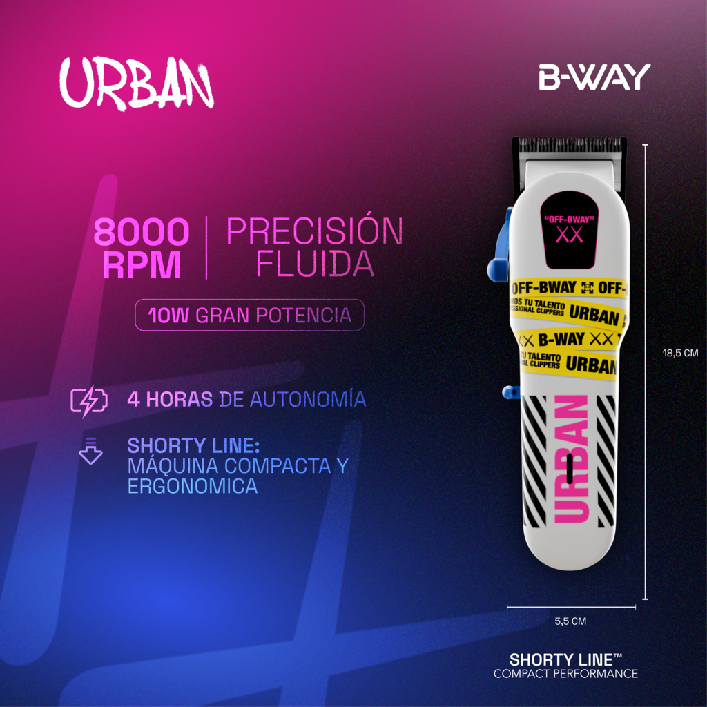 B‑WAY Urban Clipper & CUTZ White Trimmer – 2‑Piece Barber Set