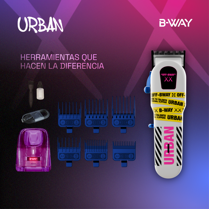 B‑WAY Urban Clipper & CUTZ White Trimmer – 2‑Piece Barber Set