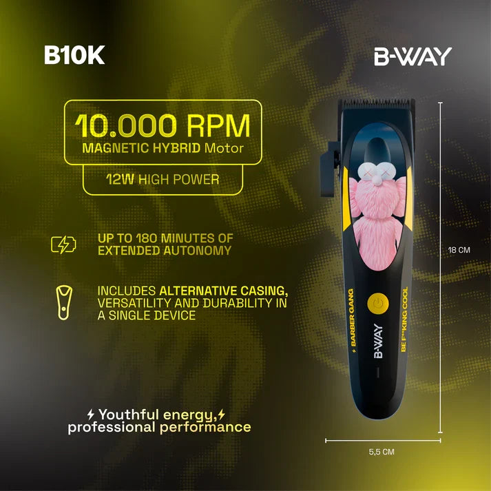 B‑WAY B10K Clipper & OFF Black Shaver – 2‑Piece Barber Set