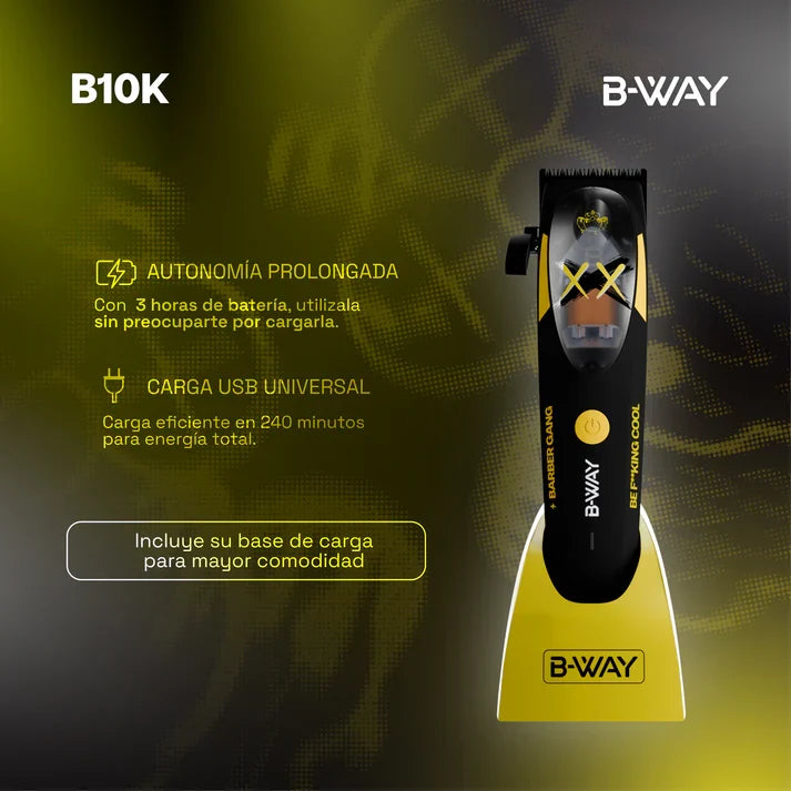 B‑WAY B10K Clipper & OFF Black Shaver – 2‑Piece Barber Set