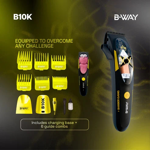 B‑WAY B10K Clipper & OFF Black Shaver – 2‑Piece Barber Set