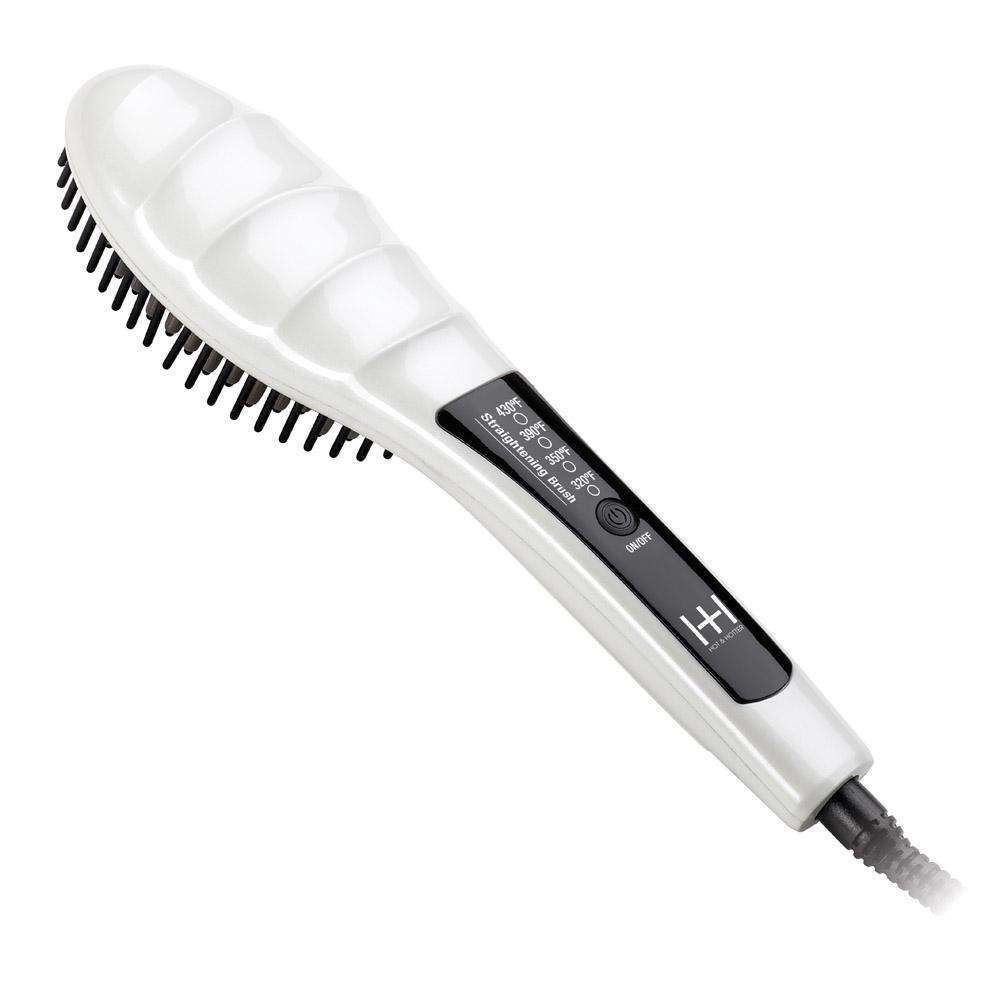 Hot & Hotter Heated Straightening Brush, 1 Count, White
