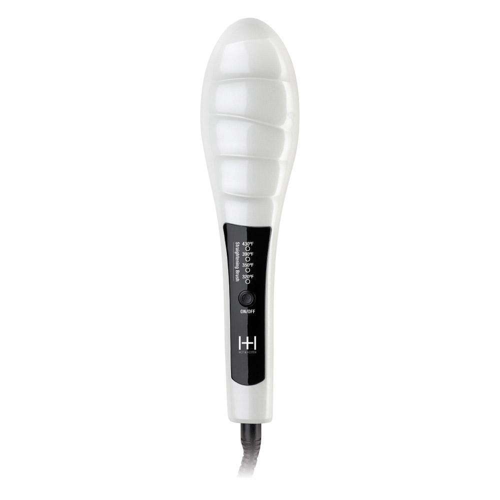 Hot & Hotter Heated Straightening Brush, 1 Count, White