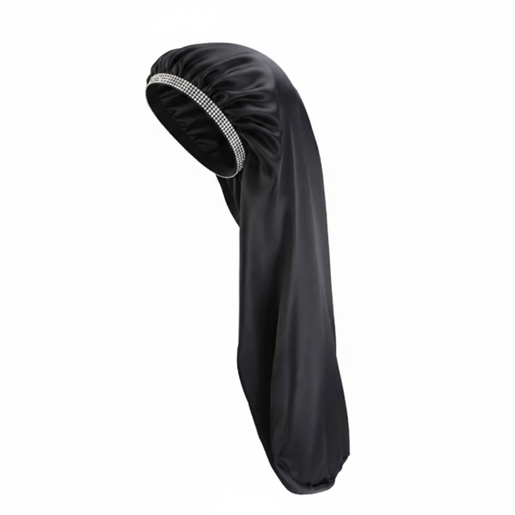 Ms. Remi Silky Satin Jewel Bonnet X-Jumbo, 1 Count, Black