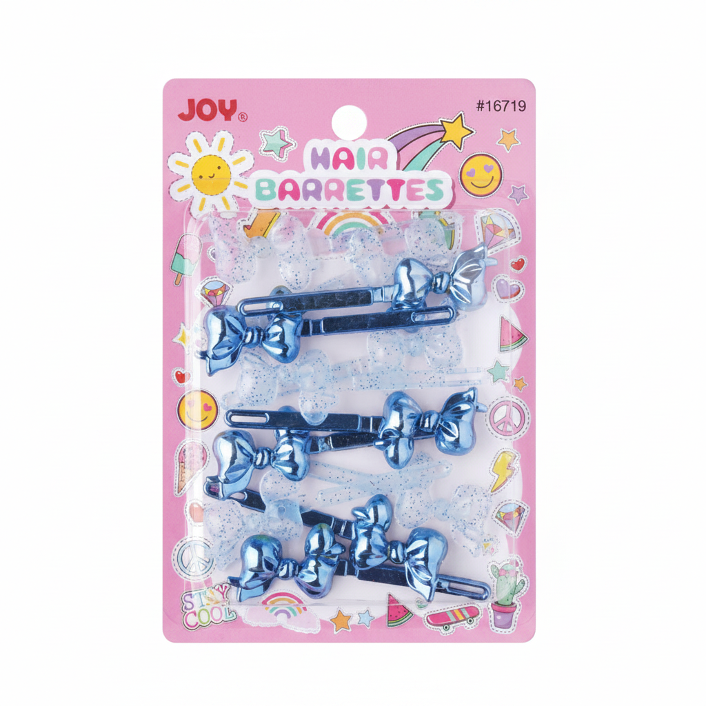 Joy Ribbon Barrette II 12ct Assorted Blue