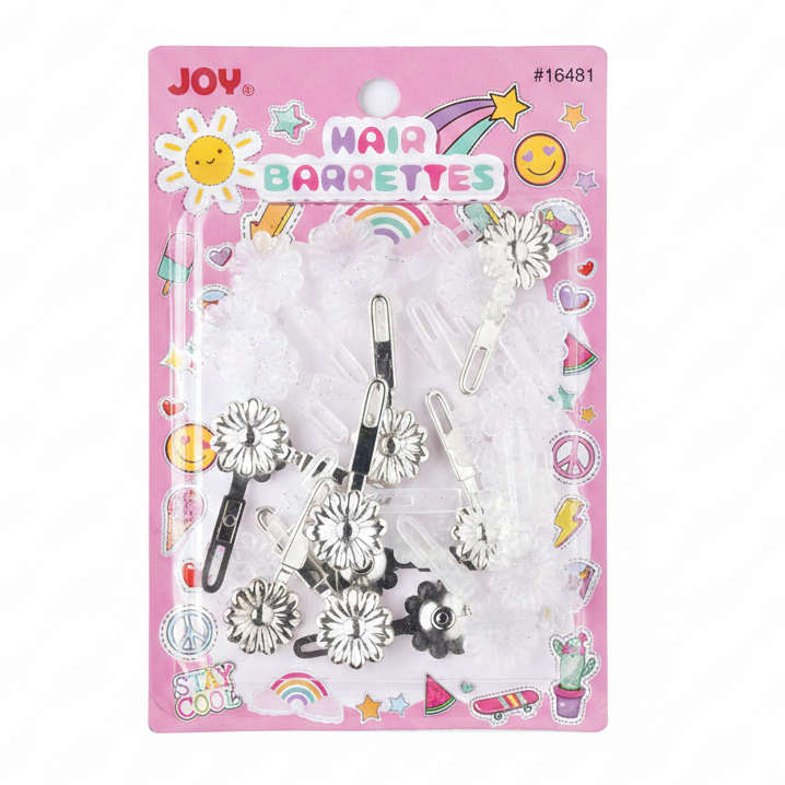 Joy Petit Daisy Barrettes Assorted Silver