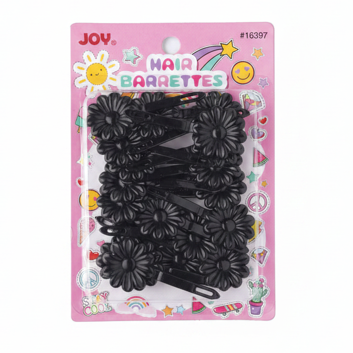 Joy Hair Barrettes Black Daisy