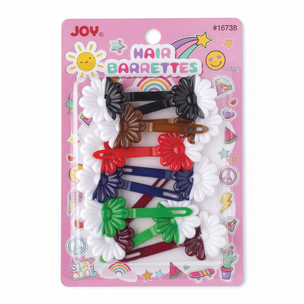 Joy Daisy Barrettes, 12 Count, Two Tone Assorted