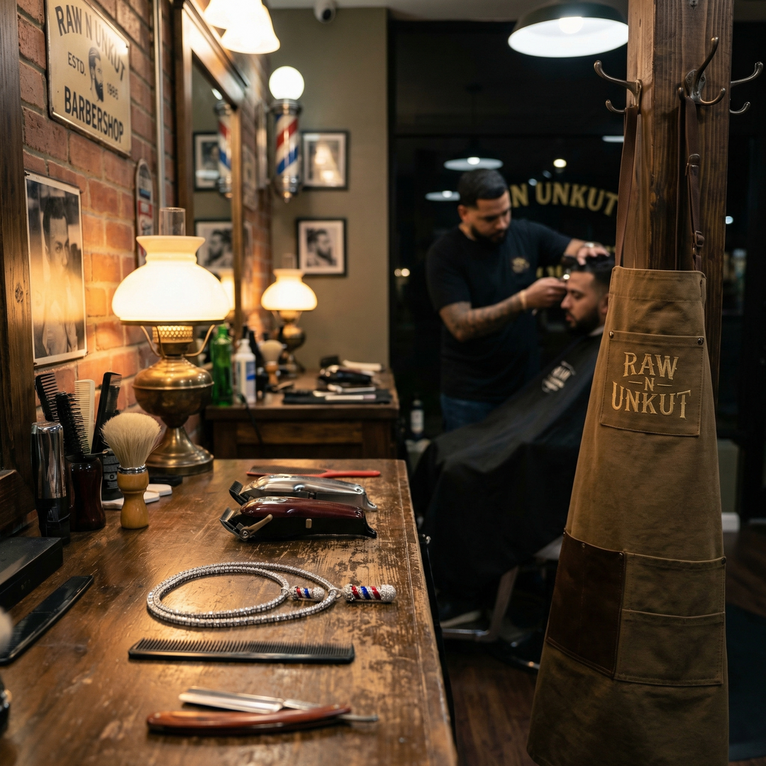 Colgante y cadena con el logotipo del barbero