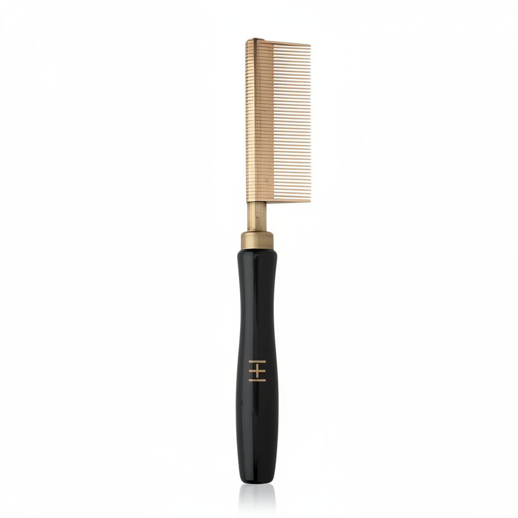 Hot & Hotter Thermal Straightening Comb Fine Teeth Copper Plate, 1 Count, Black & Gold