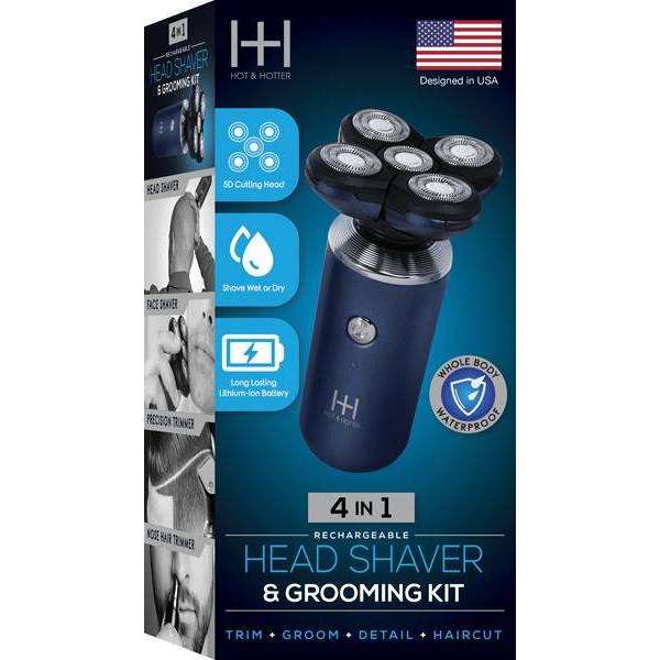 Hot & Hotter 4 in 1 Head Shaver & Grooming Kit, 1 Count, Blue
