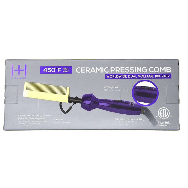 Hot & Hotter Electric Ceramic Pressing Comb, 1 Count, Purple & Gold