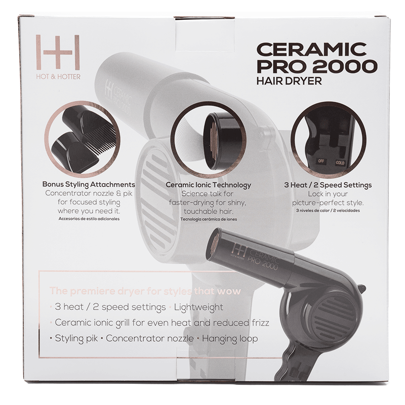Hot & Hotter Ceramic Pro-2000 Dryer, 1 Count, Black