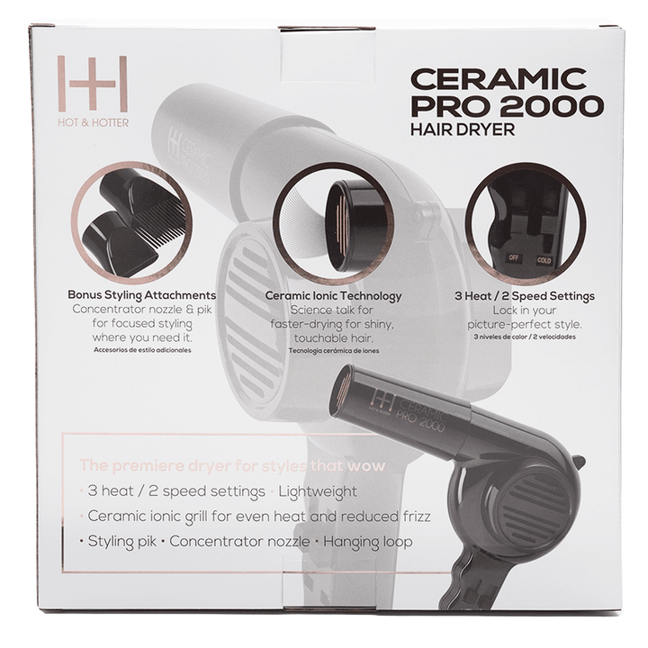 Hot & Hotter Ceramic Pro-2000 Dryer, 1 Count, Black