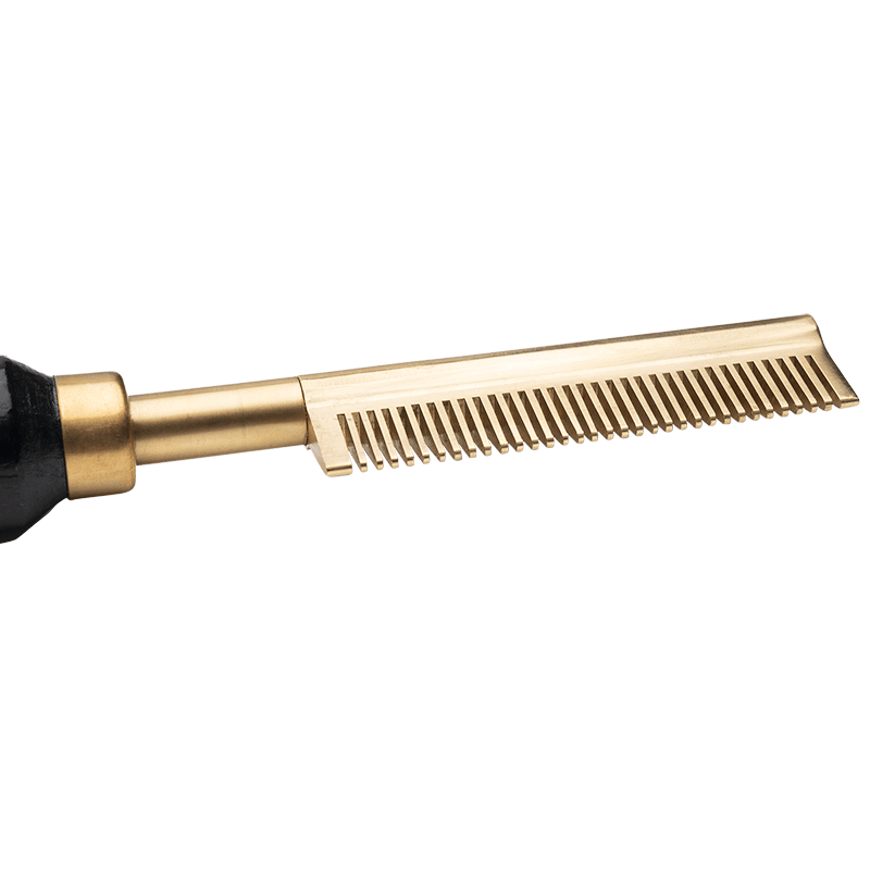 Hot & Hotter Electric Straightening Comb Medium Teeth Small, 1 Count, Black & Gold