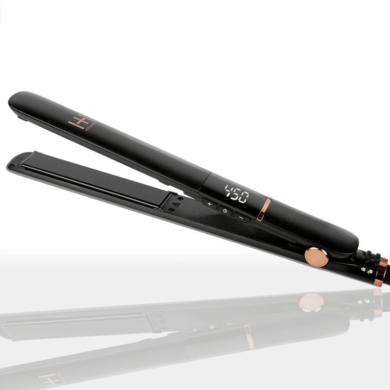 Hot & Hotter Extra Long Ceramic Digital Flat Iron 1in, Black