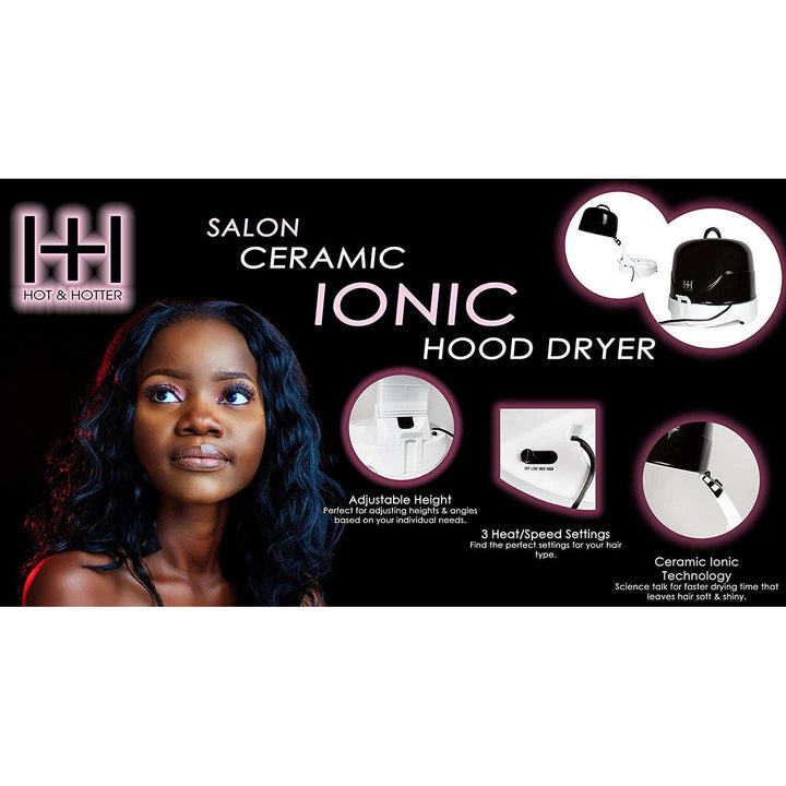 Hot & Hotter Large Hood Hair Dryer, 1 Count, White