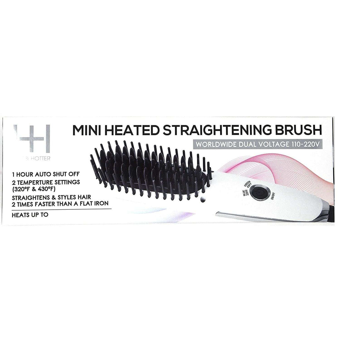 Hot & Hotter Mini Heated Straightening Brush, 1 Count Small Hot Styling Brush, White