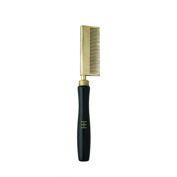 Hot & Hotter Thermal Straightening Comb Medium Teeth Copper Plate, 1 Count, Black & Gold