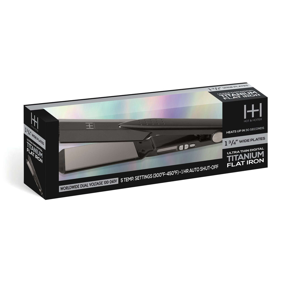 Hot & Hotter Ultra Thin Digital Titanium Flat Iron 1 3/4in, 1 Count Hair Straightener, Black