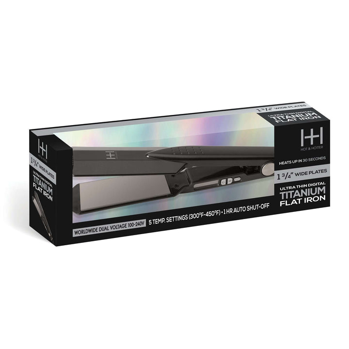 Hot & Hotter Ultra Thin Digital Titanium Flat Iron 1 3/4in, 1 Count Hair Straightener, Black
