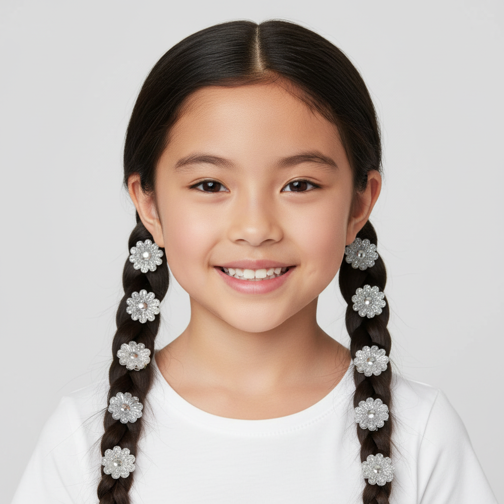 Joy Petit Daisy Barrettes Assorted Silver