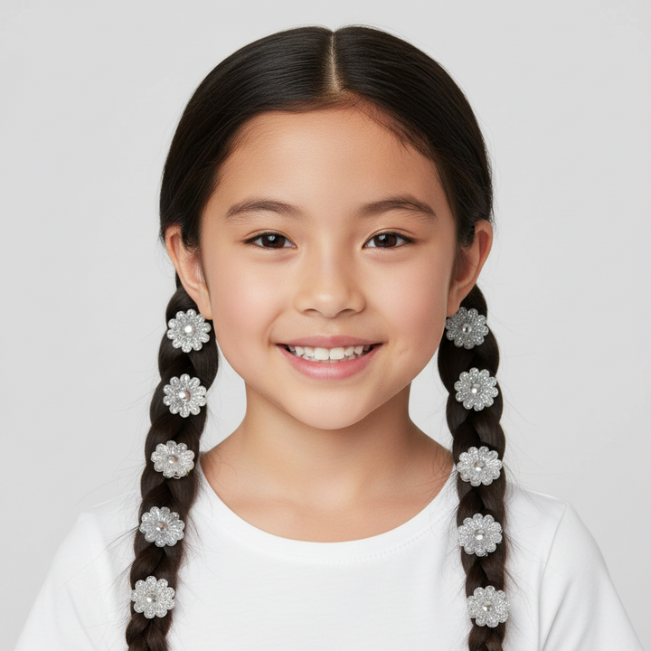 Joy Petit Daisy Barrettes Assorted Silver