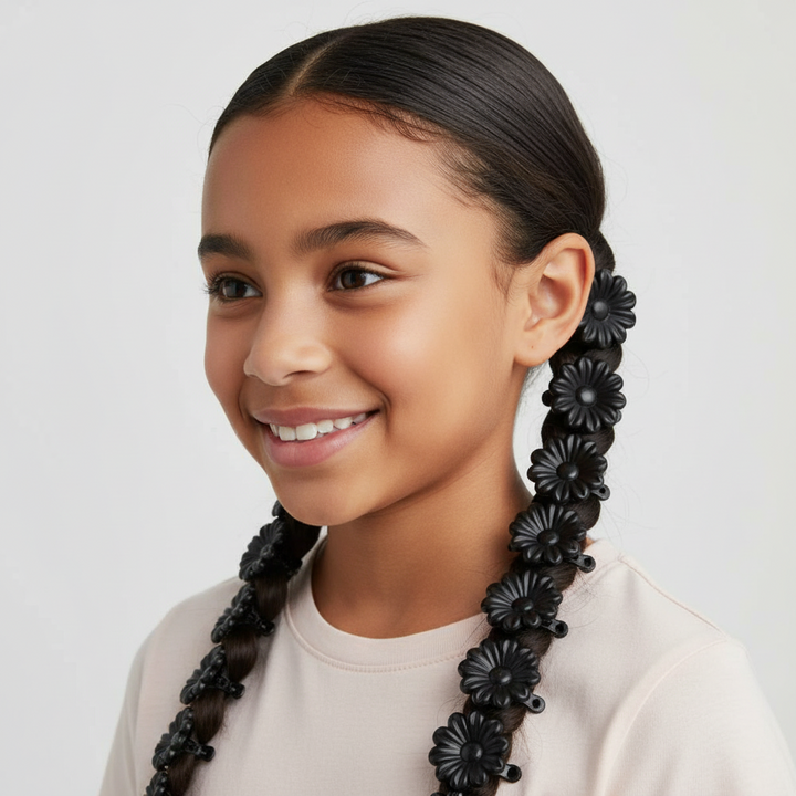 Joy Hair Barrettes Black Daisy
