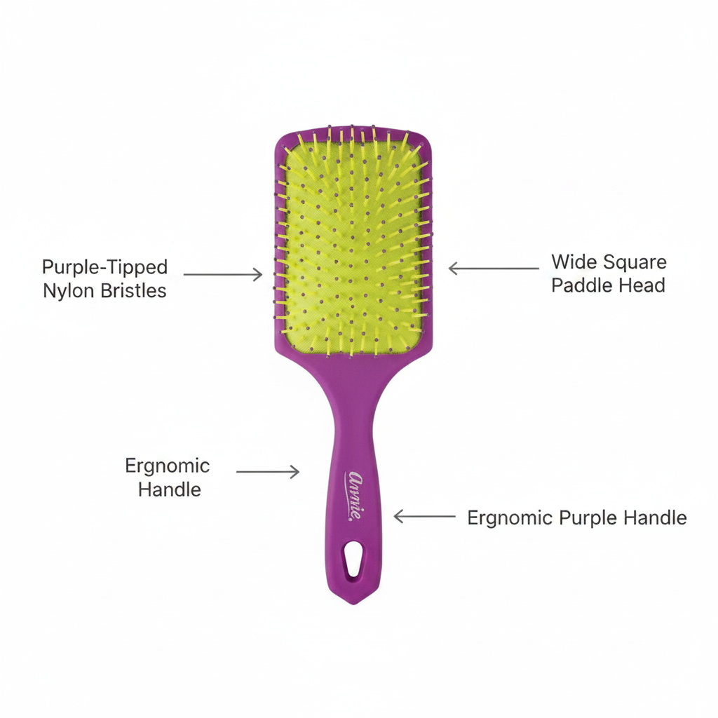 Annie Cushion Paddle Brush Nylon Bristle