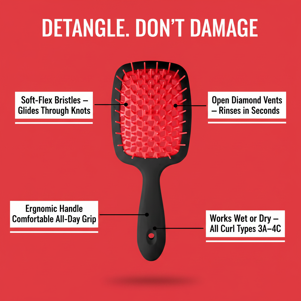 Annie Wet & Dry Detangler Brush, 1 Count, Assorted Black