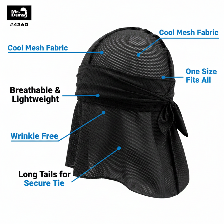 Mr. Durag Cool Mesh Durag, 1 Count, Black