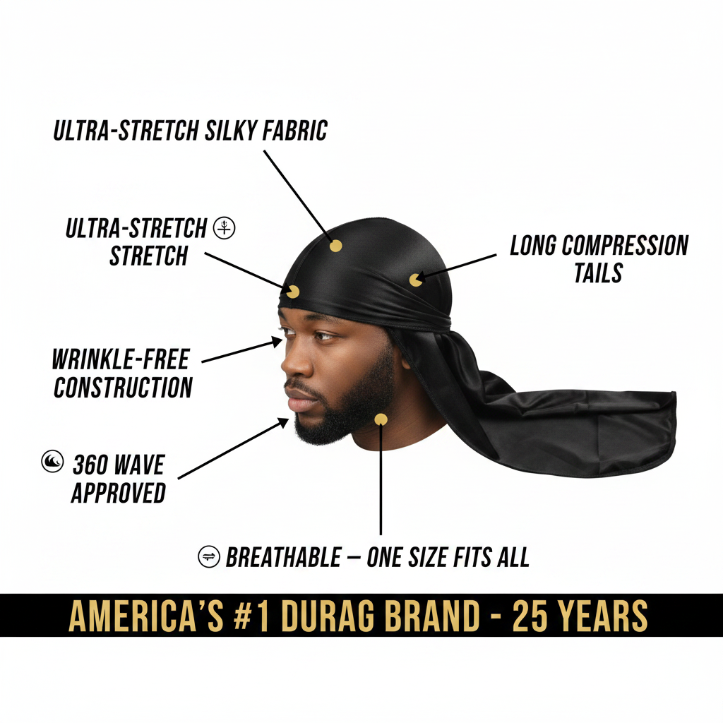 Mr. Durag Premium Durag, 1 Count, Black