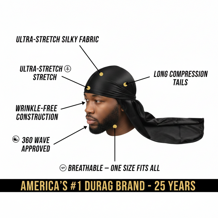 Mr. Durag Premium Durag, 1 Count, Black