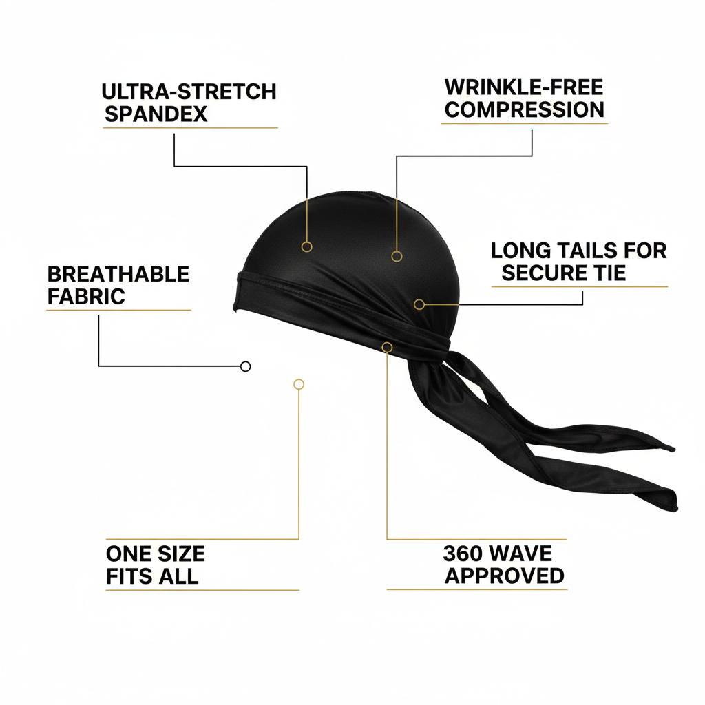 Mr. Durag Spandex Durag, 1 Count, Black