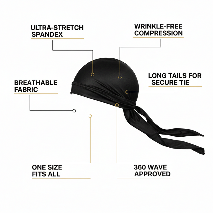 Mr. Durag Spandex Durag, 1 Count, Black