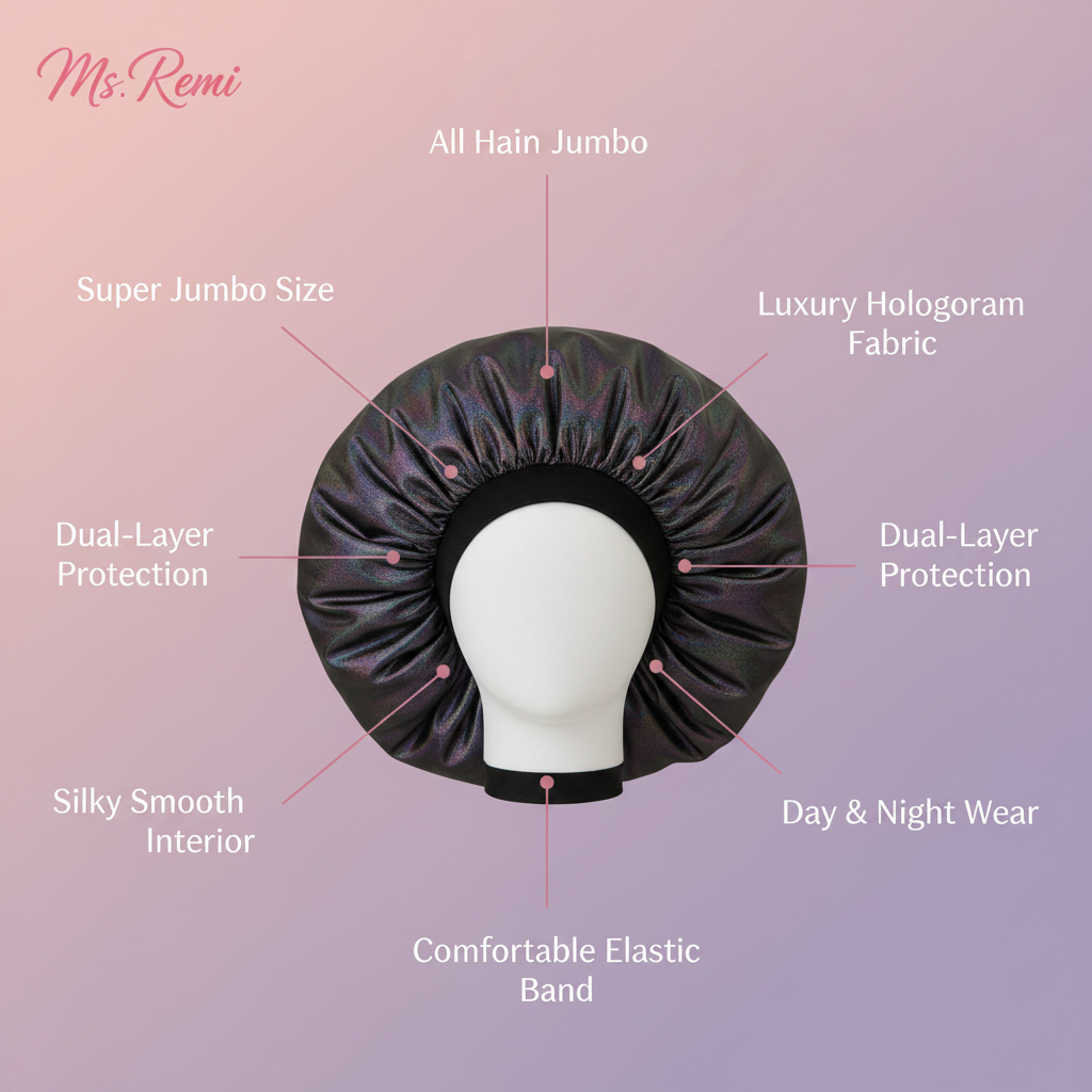 Ms. Remi Luminous Bonnet Super Jumbo, 1 Count, Black