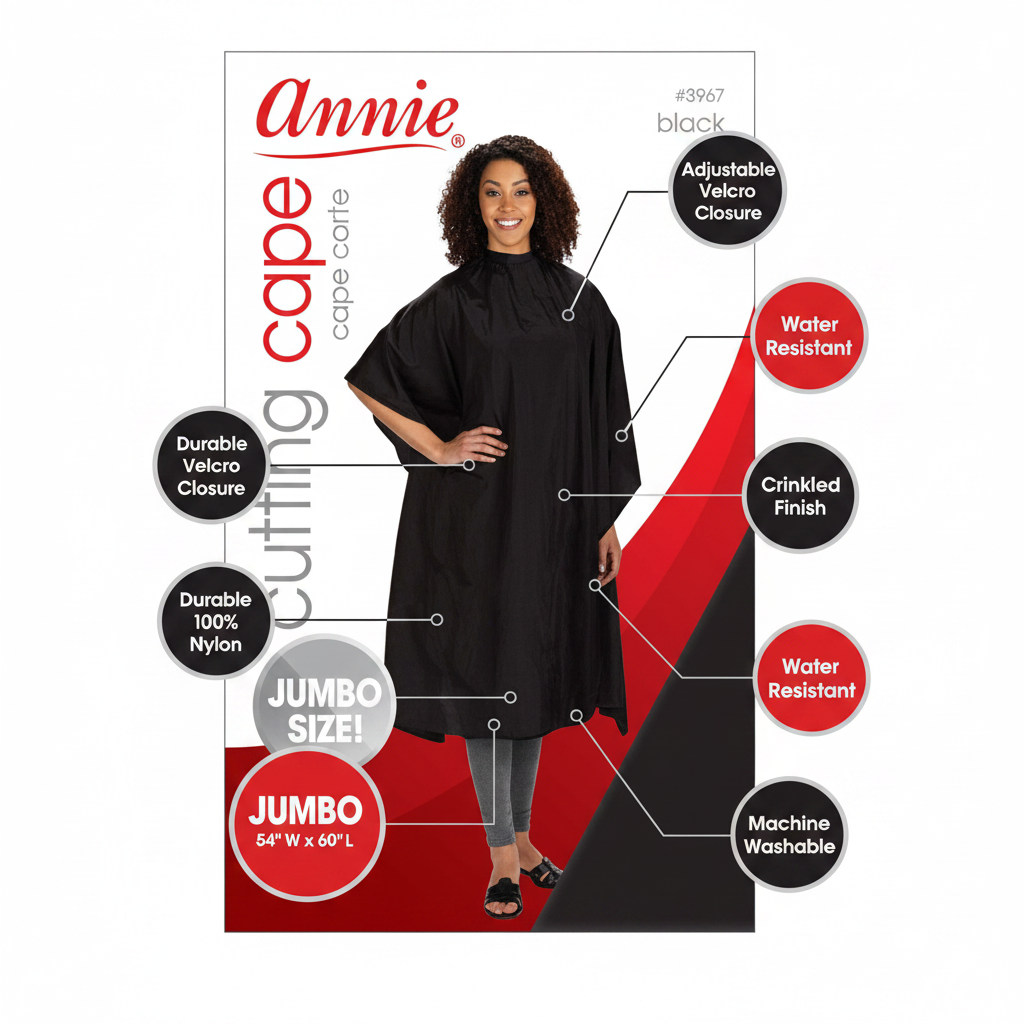 Annie Cutting Cape Jumbo Size, 1 Count, Black
