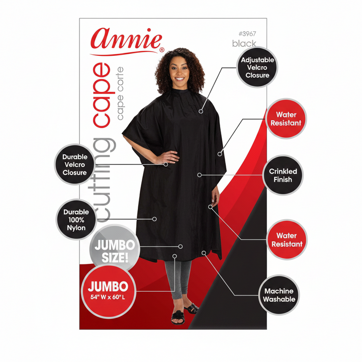 Annie Cutting Cape Jumbo Size, 1 Count, Black