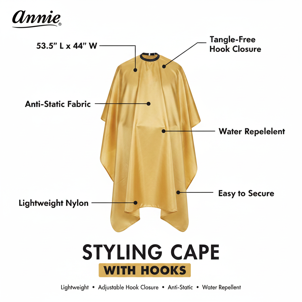 Annie Premium Styling Cape with Stretchable Hook, 1 Count, Gold