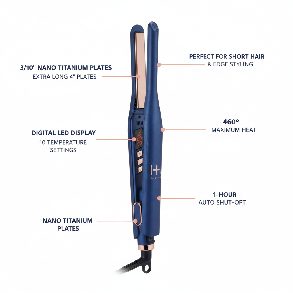 Hot & Hotter Nano Titanium Digital Pencil Flat Iron 3/10 Inch, 1 Count, Blue