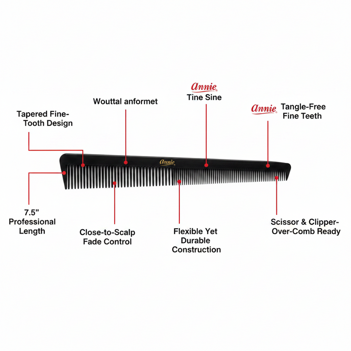 Annie Barber Comb 7 1/2 Inch, Black