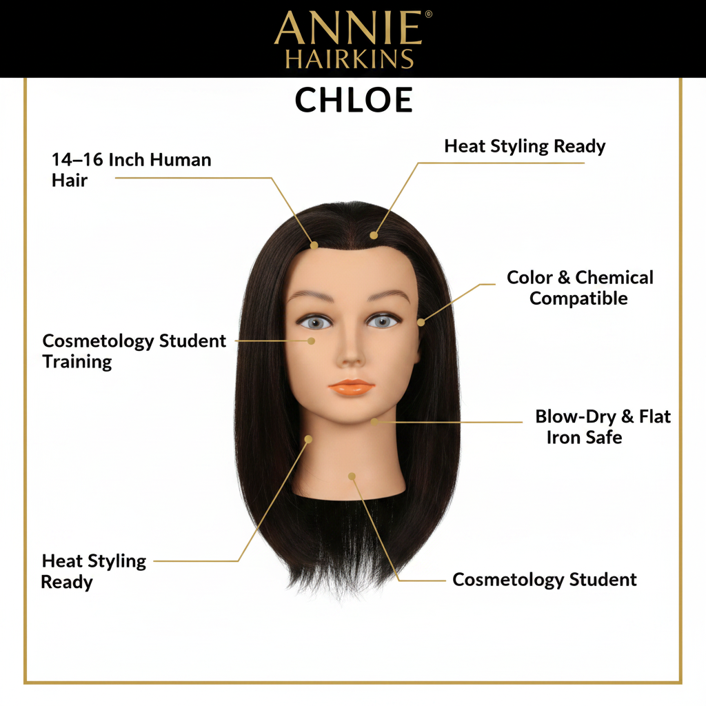 Annie Hairkins Series Mannequin Head 14 Inch-16 Inch, 1 Count, Chloe