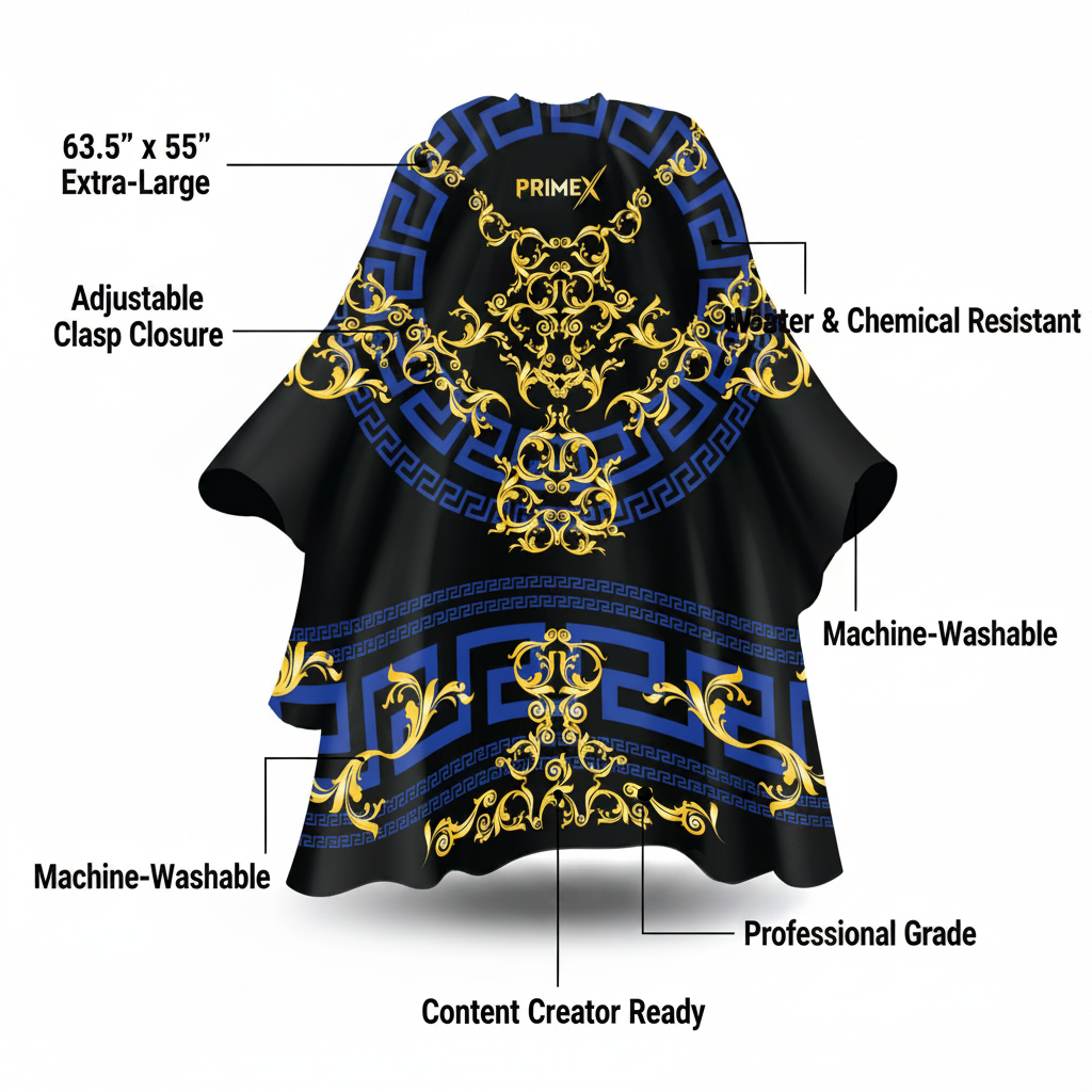 PrimeX Premium Professional Barber Cape, 1 Count, Lux