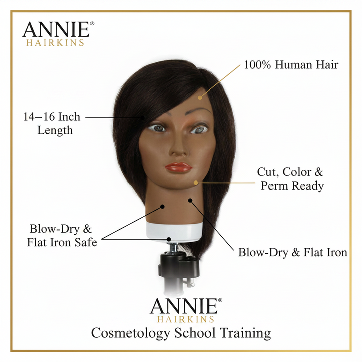 Annie Hairkins Series Mannequin Head 14 Inch-16 Inch, 1 Count, Eunice